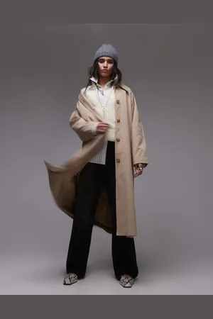 Topshop – Trenchcoat im 90er-Stil in Steinbeige
