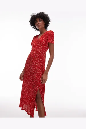 MANGO – Midi-Freizeitkleid in mit V-Ausschnitt und Blumenmuster