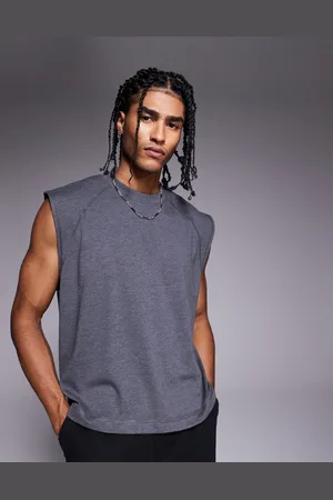 ASOS – Premium – Oversize-Tanktop in meliertem Anthrazit, 300 g/m²