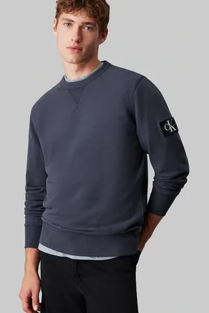 Calvin Klein – Sweatshirt aus Baumwoll-Frottee in Tusche mit Aufnäher