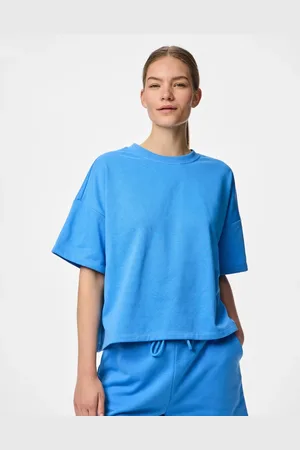 Pieces® – Kurzärmeliges Oberteil in Azurblau