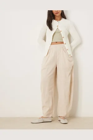 Free People – High Road – Barrel-Leg-Schlupfhose in Birkenbeige