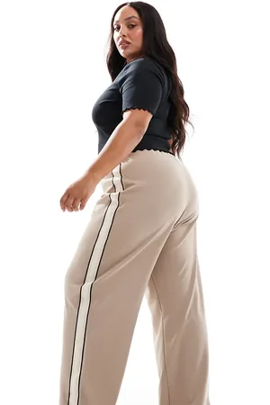 VERO MODA – Lockere Schlupfhose in Fossil-Beige mit seitlichem Streifen