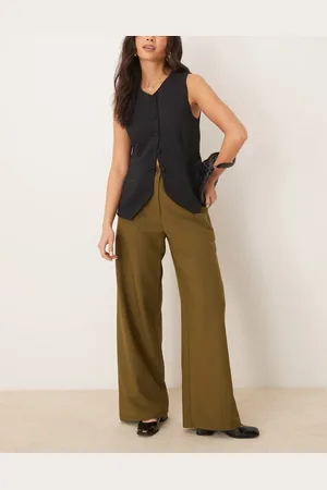 ASOS – Elegante Hose in Olivgrün mit lockerem, geradem Schnitt