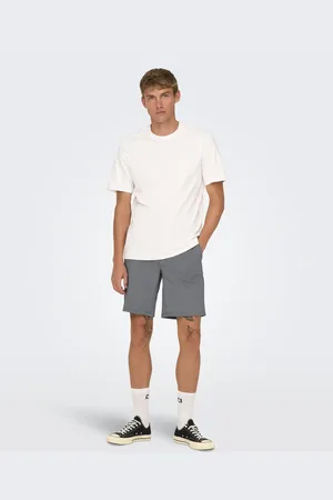 Only & Sons – Chino-Shorts in Mittelgrau meliert