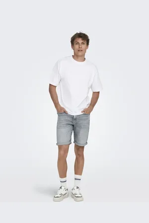 Only & Sons – Jeans-Shorts in Mittelgrau