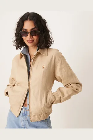 Ralph Lauren – Bomberjacke aus Leinen in Hellbraun