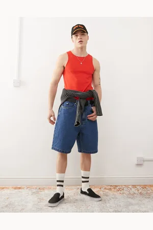Santa Cruz – Weite Jeans-Shorts in dunkelblauer Waschung