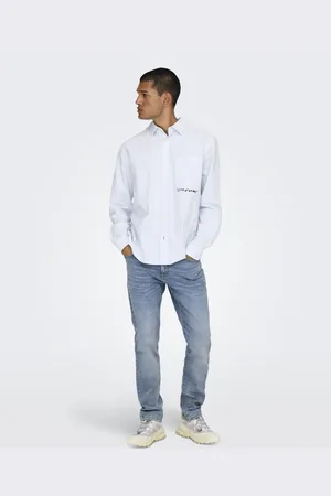 Only & Sons – Schmale Jeans aus hell-mittelblauem Denim