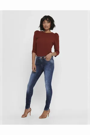 ONLY – Skinny-Jeans aus Denim in Dunkelblau