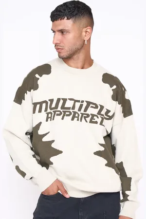 Multiply Apparel – Urban – Oversize-Strickpullover in weißer Schwan und Grün