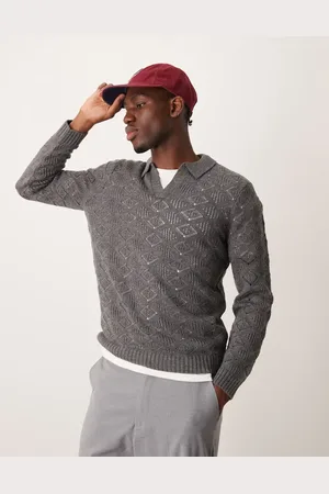 ASOS – Strickpullover in strukturiertem mit eingekerbtem Ausschnitt