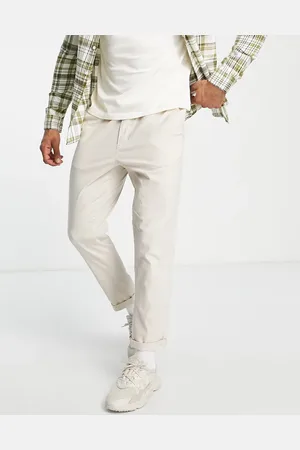 JACK & JONES Intelligence – Chinohose aus Leinen in Beige mit geradem Schnitt