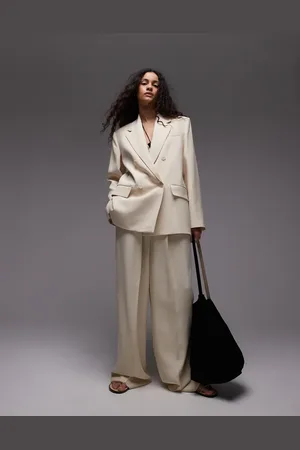 MANGO – Gerade geschnittene, elegante Hose in Blassgelb, Kombiteil