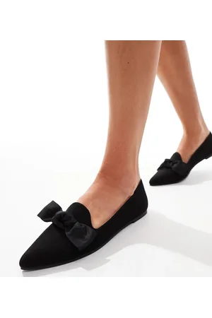 London Rebel – Florence – Flacher, spitzer Schuh in mit Schleife, weite Passform