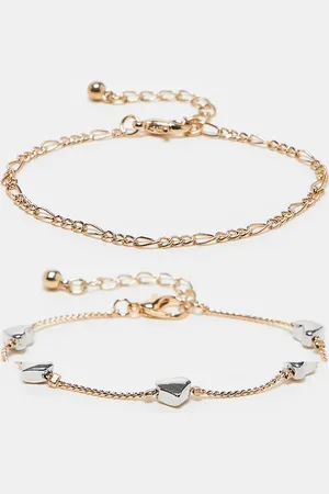 Reclaimed – Goldfarbene Armbänder mit Herzdetails im 2er-Pack