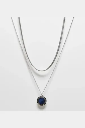 Reclaimed – 2-reihige Unisex-Halskette in mit blauem Stein