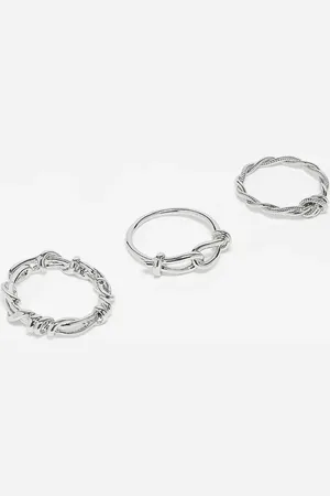 ASOS – 3er-Pack silberfarbene Ringe im Drahtdesign