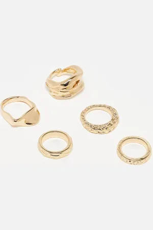 ASOS – 5er-Pack Ringe in Goldoptik mit verschiedene Struktur