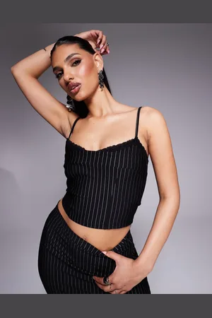 ASOS – Camisole-Oberteil mit Spitzenborte und Nadelstreifen, Kombiteil