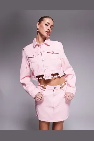 Liquor N Poker – Jacke in rosafarbener Acid-Waschung mit Metalldetail