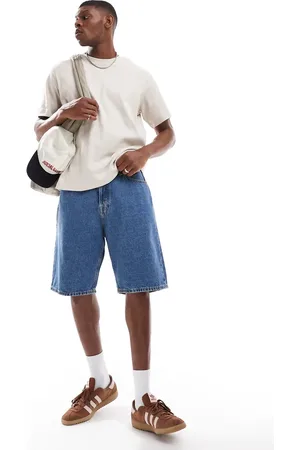 JACK & JONES – Weite Jeans-Shorts in Mittelblau