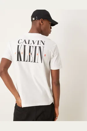 Calvin Klein – Weißes T-Shirt mit Logoprint auf der Rückseite