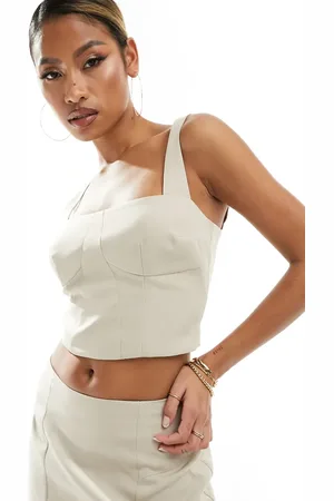 Kaiia – Elegantes, strukturiertes Oberteil in Beige mit eckigem Ausschnitt, Kombiteil