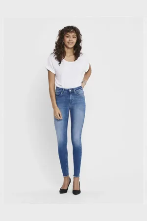 ONLY – Jeans mit engem Schnitt in Denim-Mittelblau
