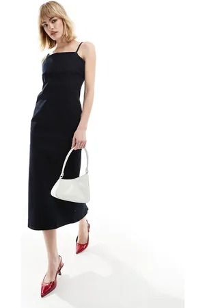 MANGO – Jeanskleid in Schwarz mit Neckholder-Träger