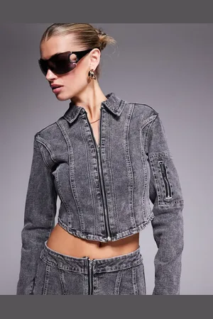 Liquor N Poker – Jacke in Dark Denim mit Kontrastnaht