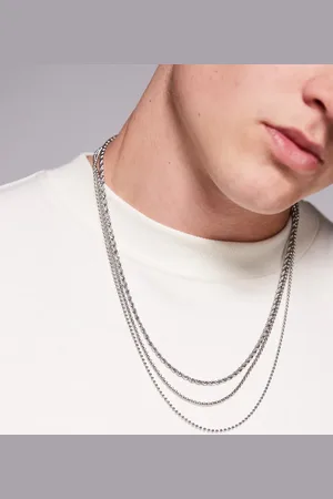 ASOS – 3er-Pack Halsketten aus wasserfestem Edelstahl in Silberoptik