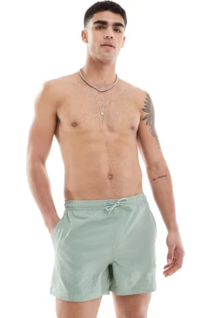 Only & Sons – Seersucker-Badeshorts in Hellgrün