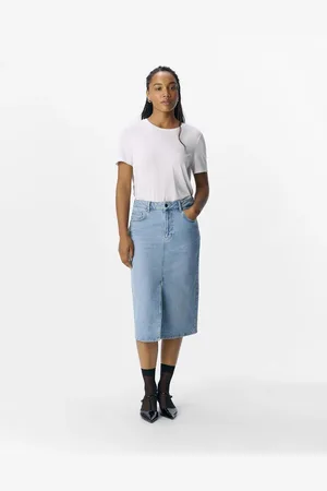 Object – Midi-Jeansrock in Mittelblau 1