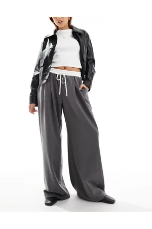 Cotton On Cotton On – Schlupfhose in Anthrazit mit weitem Bein