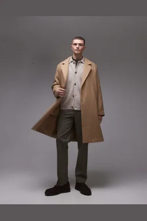 Topman – Locker geschnittener, einreihiger Mantel in Kamelbraun
