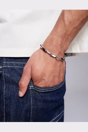 ASOS – Silberfarbenes Armband aus wasserfestem Edelstahl mit rechteckigen Gliedern
