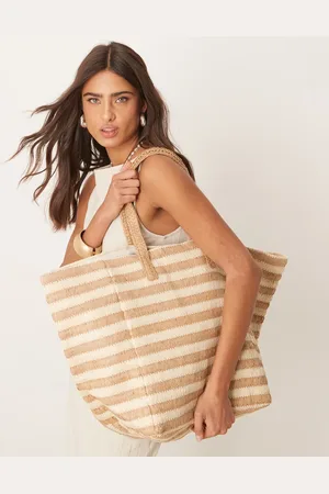ASOS – Überdimensionale Tragetasche aus Stroh mit naturfarbenen Streifen