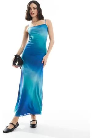 JJXX – Maxikleid aus Mesh in Blau mit Ombré-Print