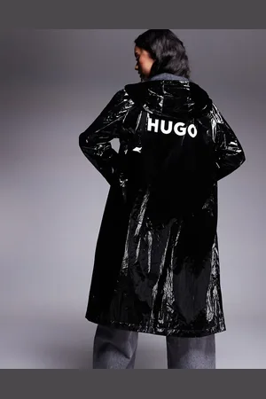 Hugo Blue – Fenton – Stark glänzende Longline-Jacke in mit Logo-Rückenprint