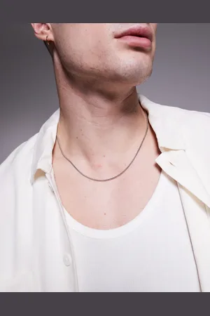 ASOS – Silberfarbene Halskette aus wasserfestem Edelstahl mit eckigen Gliedern