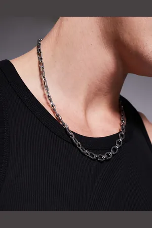 ASOS – Silberfarbene Gliederkette aus wasserfestem Edelstahl mit Wellenprägung im griechischen Design