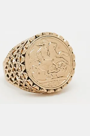 ASOS – Goldfarbener Siegelring mit Souverän-Motiv