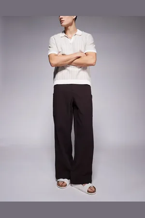ASOS – Weite Oversize-Hose in brauner Leinenoptik