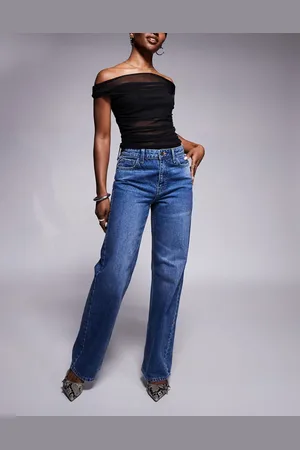 River Island – Straight Jeans in verwaschenem Mittelblau mit Relaxed-Fit-Schnitt