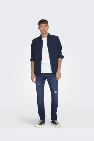 Only & Sons – Schmal geschnittene, dunkelblaue Jeans