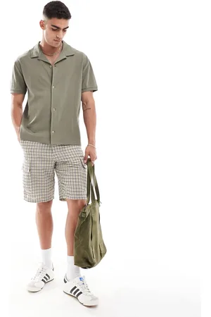 ASOS – Lockeres Hemd in Khaki mit geripptem Detail