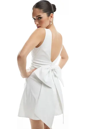 TFNC – Bridal – Strukturiertes Mini-Brautkleid aus Bengaline in mit Rückenschleife
