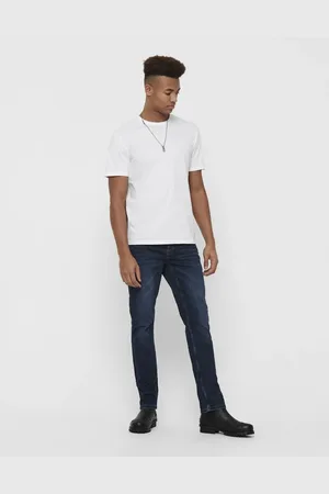 Only & Sons – Schmal geschnittene Jeans aus blauem Denim