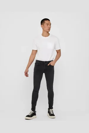 Only & Sons – Enge Jeans in grauem Jeans